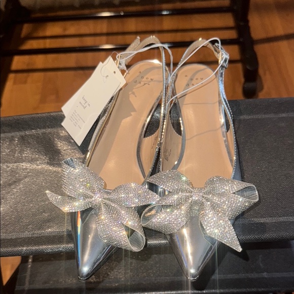 a new day Shoes - Silver Bow Pointed Toe Women's Shoes